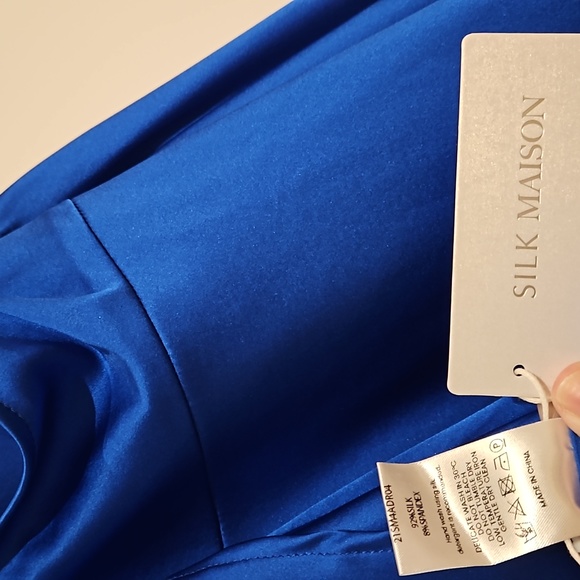 NWT Halter Neck-Tie Hi-Low Silk Midi Dress (Sapphire Blue) - Silk Maison - Picture 14 of 14
